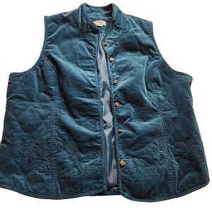 Quilted vest City Blues By Koret Teal blue XL Cotton blend fall autumn womens